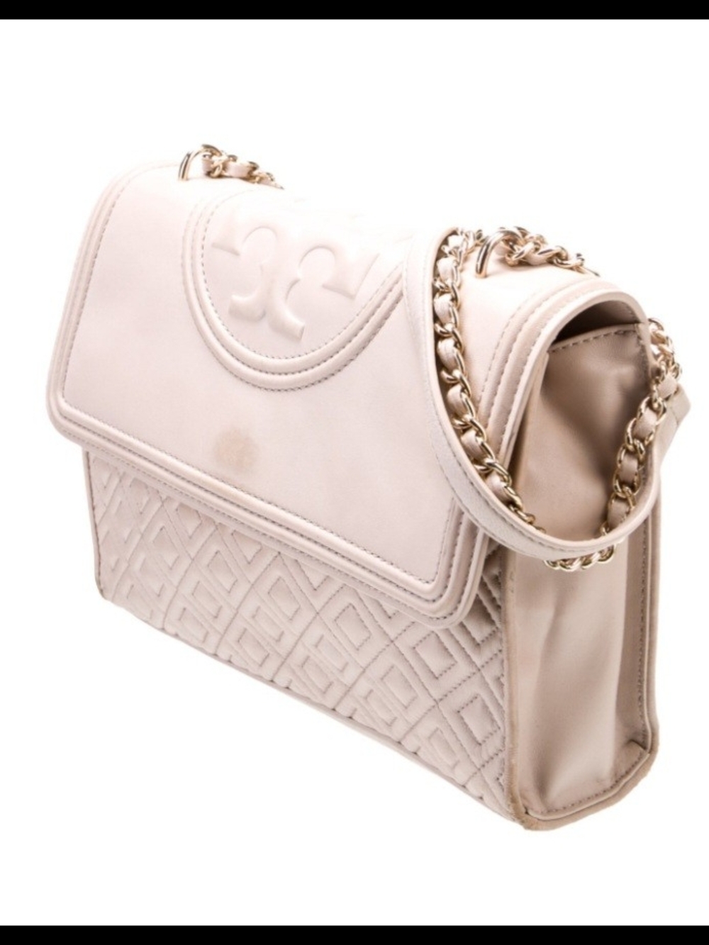 Tory Burch Pink Quilted Leather Shoulder Bag with Chain Strap